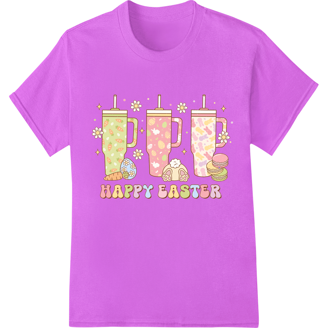 Retro Easter Milkshakes: Vintage Vibes for Spring Style on purple shirt - SUPERDTF-DTF Prints-DTF Transfers-Custom DTF Prints