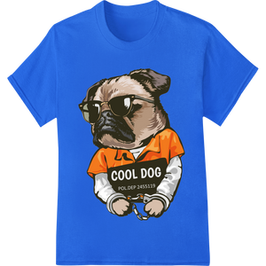 Cutting-edge customized apparel featured on Rebel Pup: Cool Dog Prisoner Mugshot DTF Heat Transfer