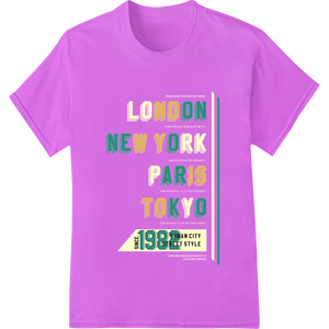 Iconic Cities Urban Style DTF Print Heat Transfer featuring professional custom garment printing