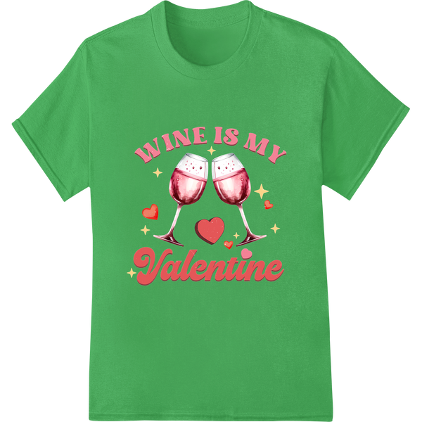 Witty Wine Lover's Valentine DTF Print Heat Transfer on green shirt - SUPERDTF-DTF Prints-DTF Transfers-Custom DTF Prints