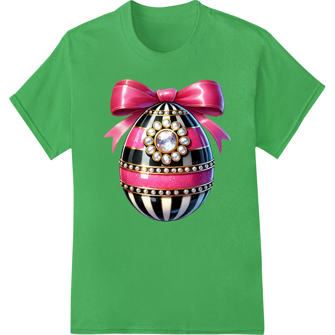 Vibrant Easter Egg DTF Print - Eye-Catching Geometric Design on green shirt - SUPERDTF-DTF Prints-DTF Transfers-Custom DTF Prints