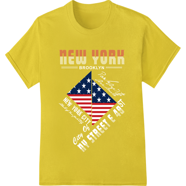 Vibrant DTF prints print on Bold Patriotic New York American Flag Heat Transfer