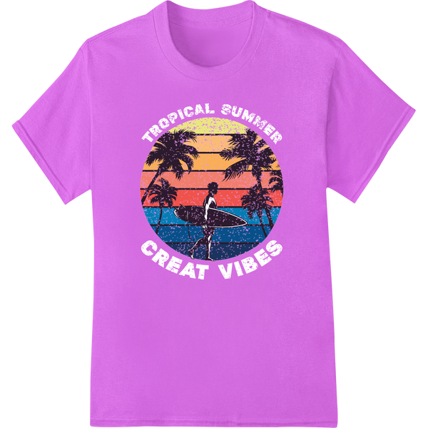 Retro Summer Sunset DTF Print Heat Transfer | Vintage Vibes on purple shirt - SUPERDTF-DTF Prints-DTF Transfers-Custom DTF Prints