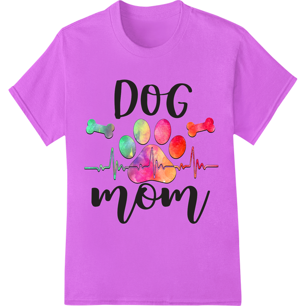 Colorful 'DOG MOM' DTF Print Heat Transfer | Paw-fect Gift on purple shirt - SUPERDTF-DTF Prints-DTF Transfers-Custom DTF Prints