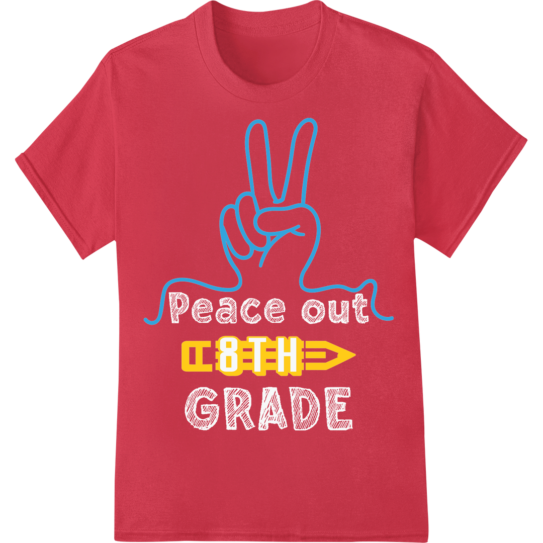 Bold Blue "TEACH" Hand Gesture DTF Print Heat Transfer on red shirt - SUPERDTF-DTF Prints-DTF Transfers-Custom DTF Prints