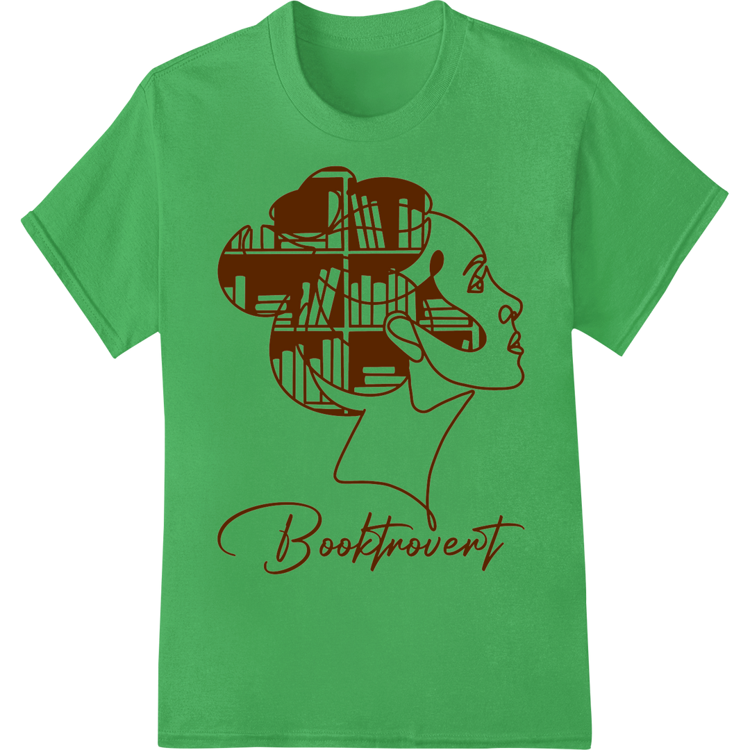 Bookworm's Dream: Artistic Reader Silhouette DTF Print on green shirt - SUPERDTF-DTF Prints-DTF Transfers-Custom DTF Prints