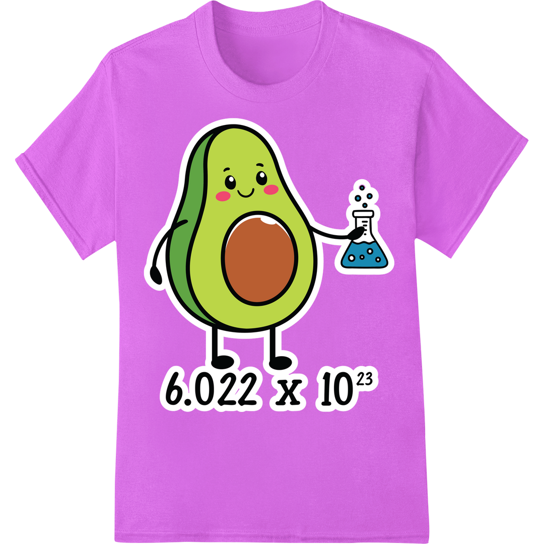 Avocado Avogadro: Cute Science Teacher DTF Print Transfer on purple shirt - SUPERDTF-DTF Prints-DTF Transfers-Custom DTF Prints