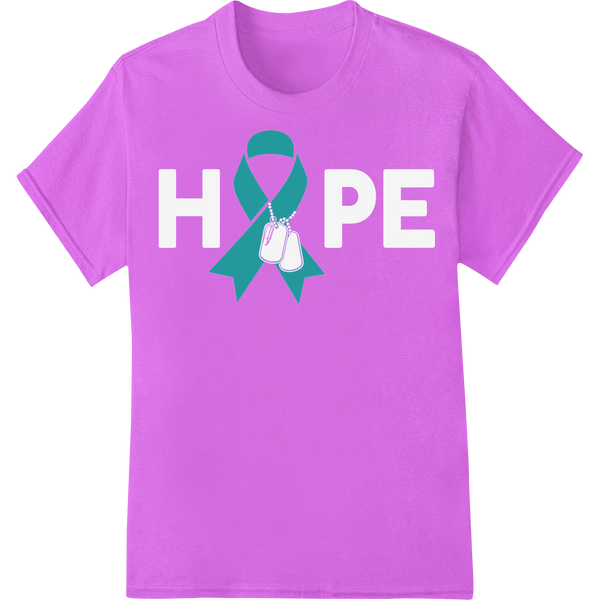 Teal Ribbon for PTSD Awareness Month - DTF Print Transfer on purple shirt - SUPERDTF-DTF Prints-DTF Transfers-Custom DTF Prints