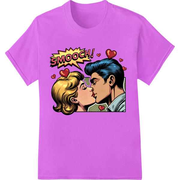 Retro Romance: Vintage Comic Book Kiss Pop Art DTF Print on purple shirt - SUPERDTF-DTF Prints-DTF Transfers-Custom DTF Prints