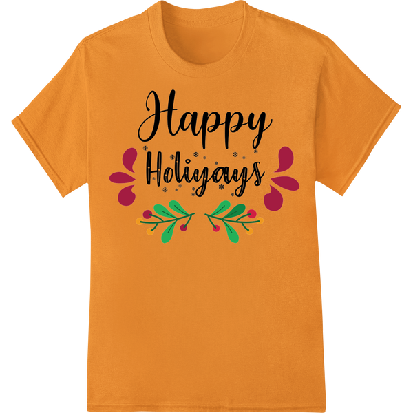 Festive 'Happy Holigays' DTF Print Heat Transfer made with premium t shirt prints