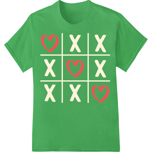 Rustic Red Hearts: Charming Valentine's Day DTF Print on green shirt - SUPERDTF-DTF Prints-DTF Transfers-Custom DTF Prints