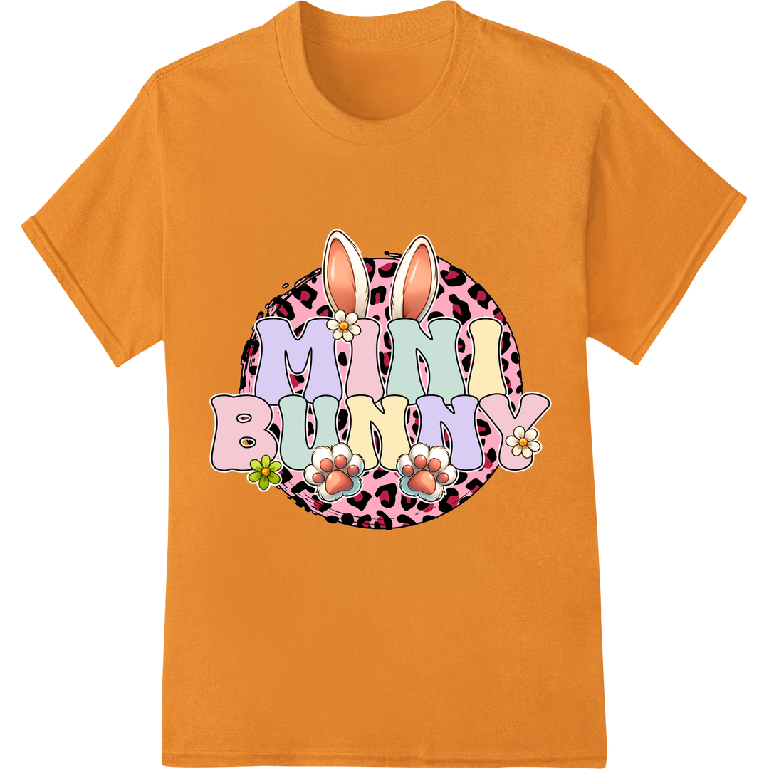 Adorable Leopard Print Mini Bunny Easter DTF Heat Transfer on orange shirt - SUPERDTF-DTF Prints-DTF Transfers-Custom DTF Prints