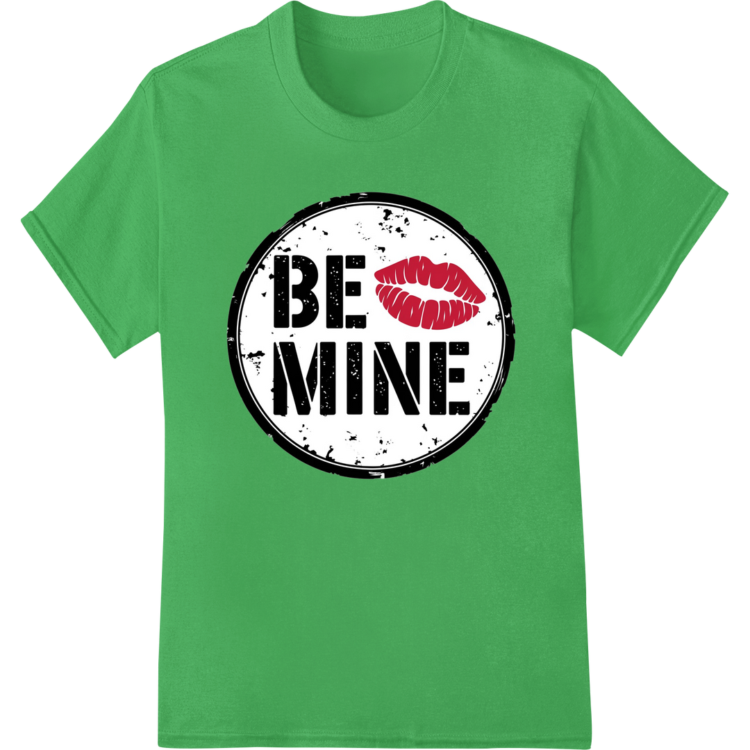 Bold 'BE MINE' Valentine's Day DTF Print Heat Transfer on green shirt - SUPERDTF-DTF Prints-DTF Transfers-Custom DTF Prints