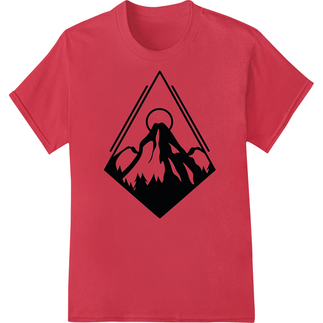 Adventurous Mountain Silhouette DTF Print Heat Transfer on red shirt - SUPERDTF-DTF Prints-DTF Transfers-Custom DTF Prints