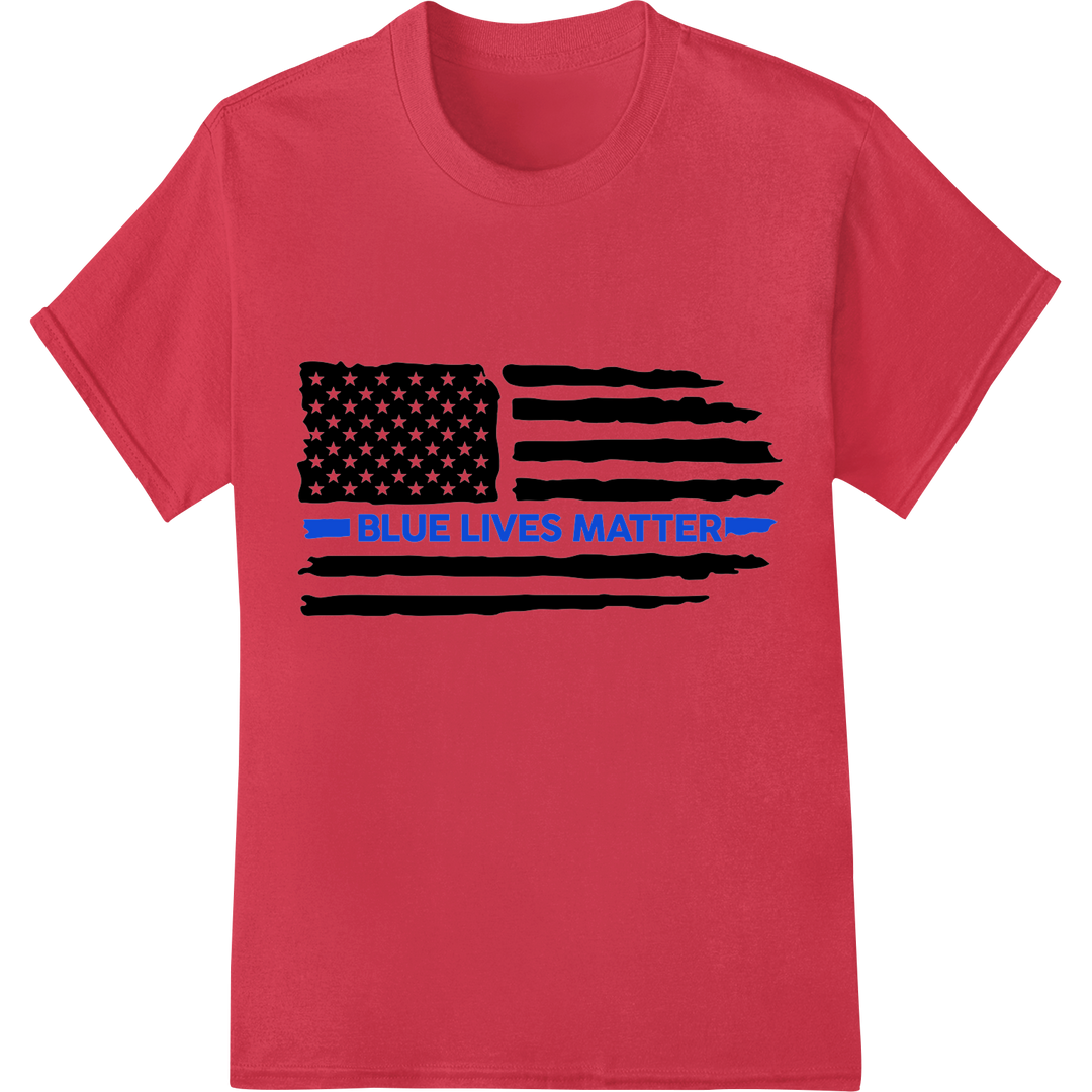 Bold Blue Lives Matter DTF Print Transfer - Support Police on red shirt - SUPERDTF-DTF Prints-DTF Transfers-Custom DTF Prints