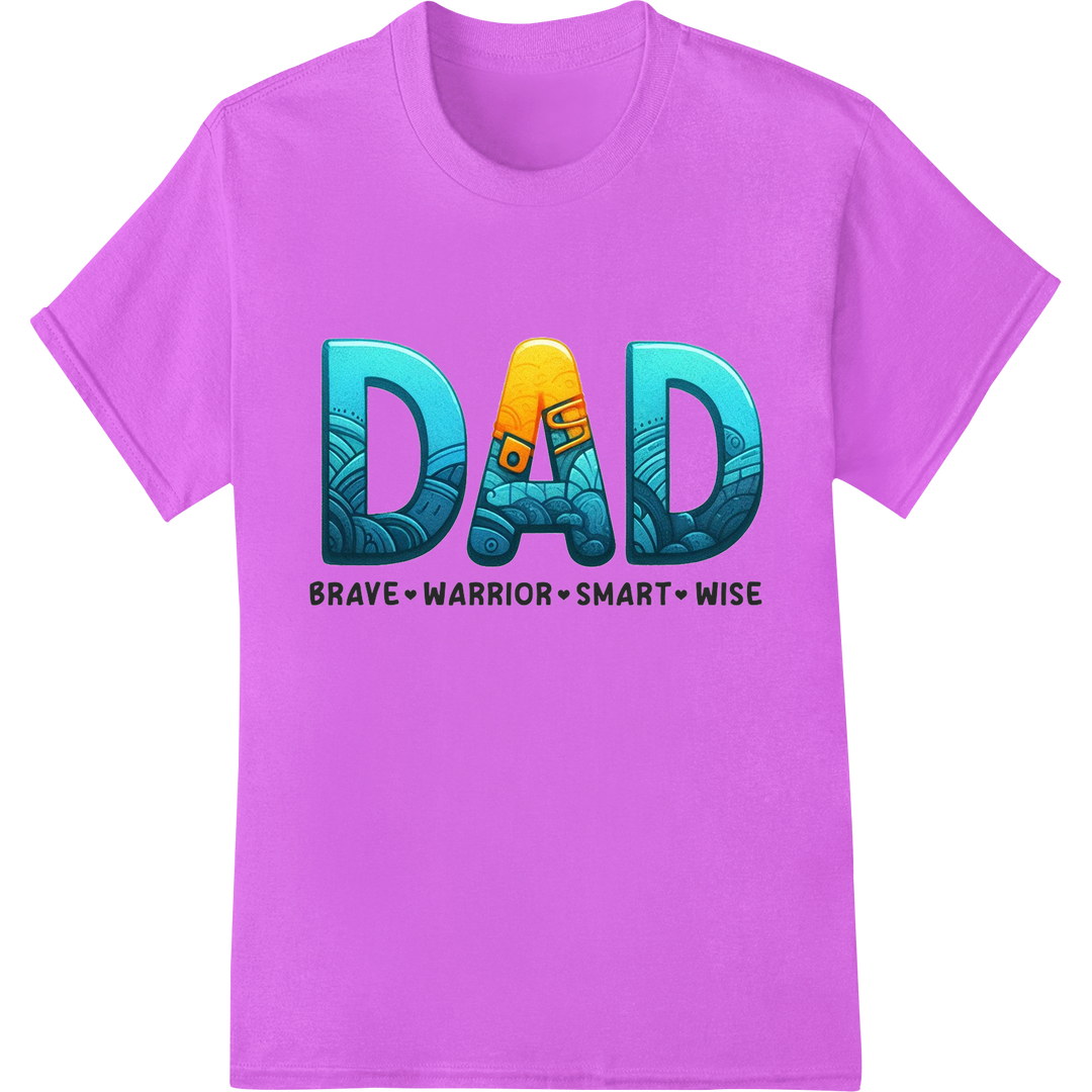 Bold 'DAD' DTF Print Heat Transfer: Father's Day Gift Idea on purple shirt - SUPERDTF-DTF Prints-DTF Transfers-Custom DTF Prints