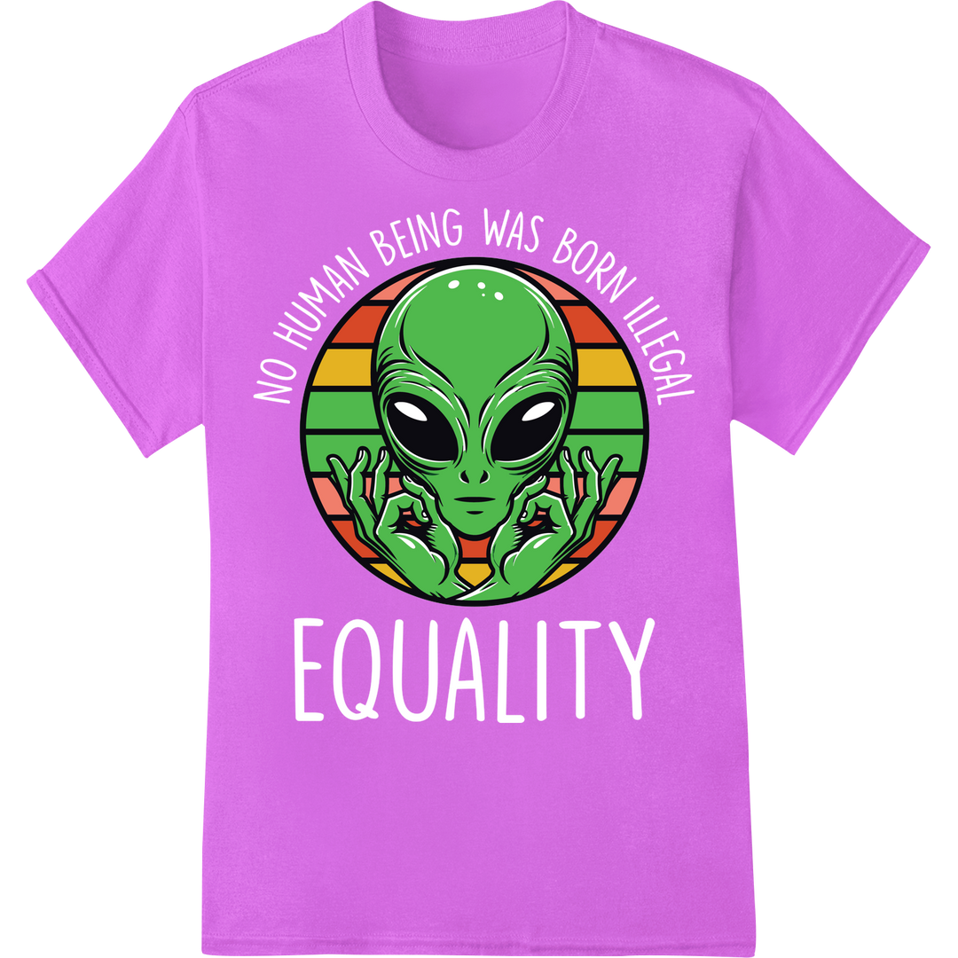 Retro Alien Face DTF Print | Funny Cartoon Heat Transfer on purple shirt - SUPERDTF-DTF Prints-DTF Transfers-Custom DTF Prints