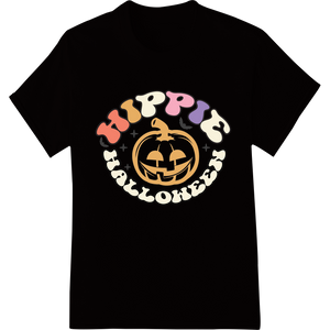 Premium quality bulk t-shirt printing on Colorful Smiling Pumpkin - Fun Halloween DTF Transfer