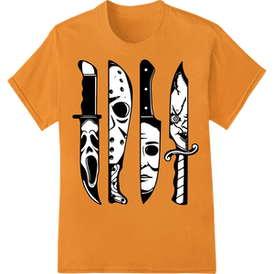 Expert bulk t-shirt printing craftsmanship on Edgy Horror Knife Graphics for Bold Halloween-Inspired DTF Prints