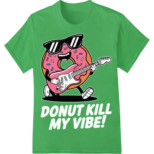 Rocking Donut Guitarist - Hilarious DTF Print Heat Transfer on green shirt - SUPERDTF-DTF Prints-DTF Transfers-Custom DTF Prints