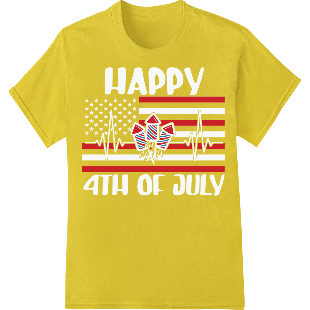 Bold Patriotic Abstract Stripes | USA Flag DTF Print Transfer on yellow shirt - SUPERDTF-DTF Prints-DTF Transfers-Custom DTF Prints