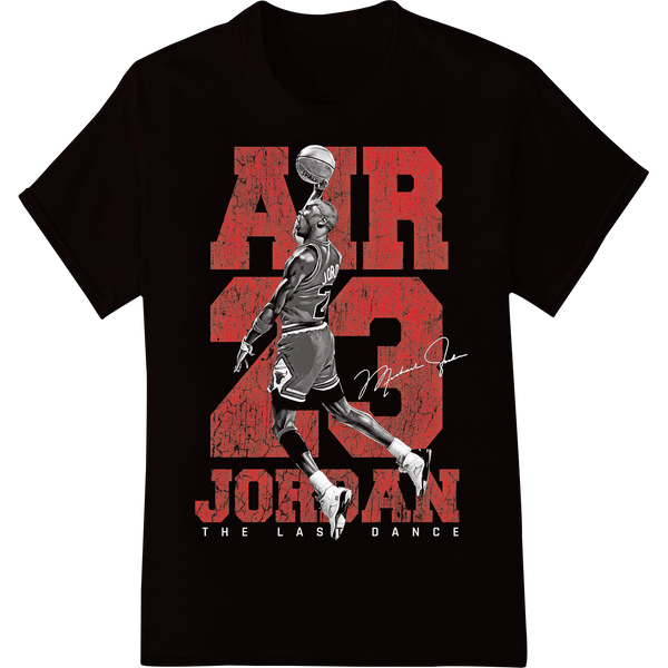 Bold Air Jordan 23 Red Distressed DTF Print Heat Transfer on black shirt - SUPERDTF-DTF Prints-DTF Transfers-Custom DTF Prints