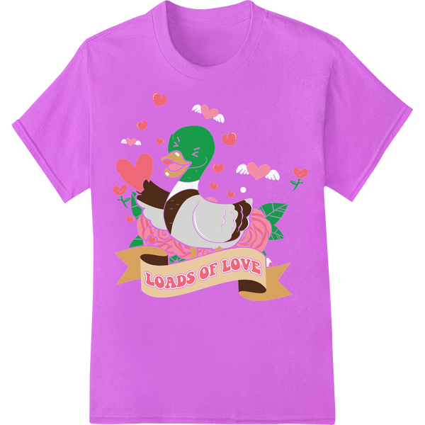 Adorable Farm Duck Couple Valentine's Day DTF Print on purple shirt - SUPERDTF-DTF Prints-DTF Transfers-Custom DTF Prints