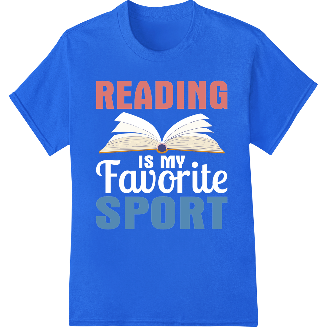 Inspire Readers: "Reading Sport" DTF Print Heat Transfer on blue shirt - SUPERDTF-DTF Prints-DTF Transfers-Custom DTF Prints