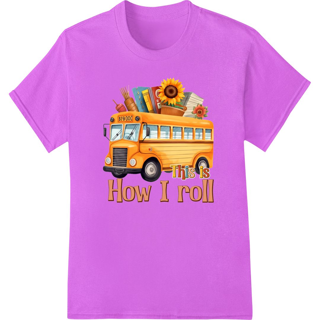 Roll Into School in Style: Bus Driver DTF Print Transfer on purple shirt - SUPERDTF-DTF Prints-DTF Transfers-Custom DTF Prints