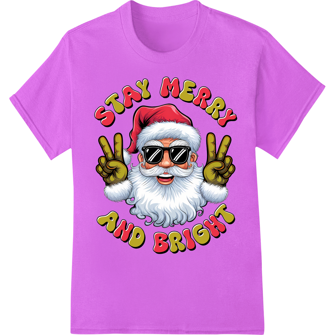 Groovy Psychedelic Santa DTF Print | Retro Christmas Style on purple shirt - SUPERDTF-DTF Prints-DTF Transfers-Custom DTF Prints