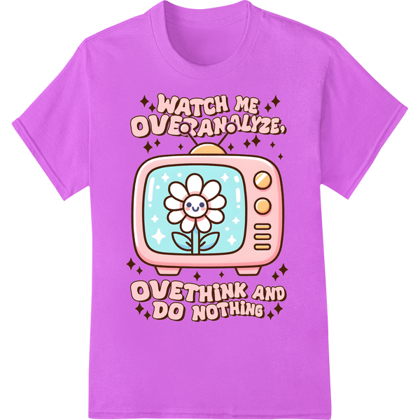 Retro TV Motivational DTF Print Heat Transfer: Overthrow Me on purple shirt - SUPERDTF-DTF Prints-DTF Transfers-Custom DTF Prints