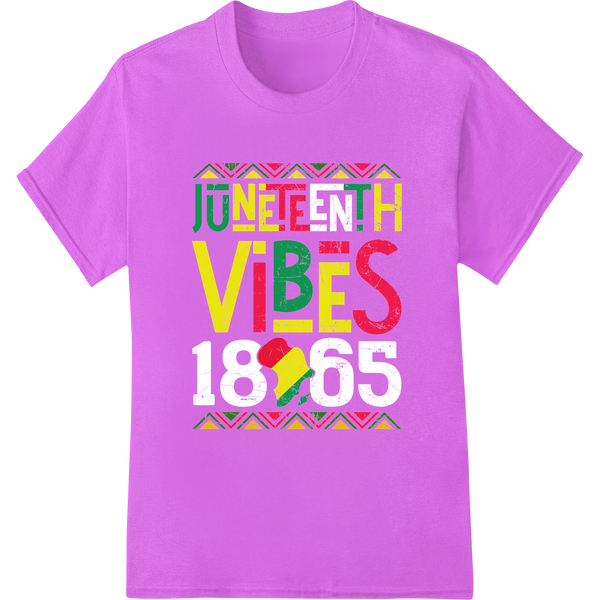 Vibrant 'Juneteenth Vibes' DTF Print Heat Transfer | Super DTF on purple shirt - SUPERDTF-DTF Prints-DTF Transfers-Custom DTF Prints