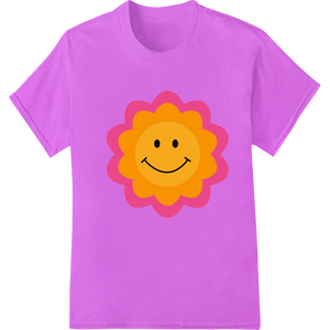 Smiling Flower Sunshine Heat Transfer | Super DTF with custom DTF heat transfers artwork