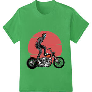 Retro Skeleton Motorcycle Rider - Edgy Halloween DTF Print featuring professional dtf printer