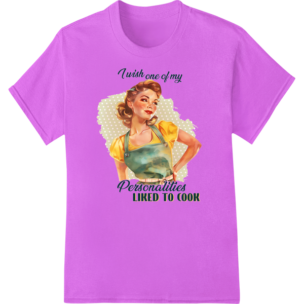 Retro Pin-Up Girl DTF Print Heat Transfer | Vintage Charm on purple shirt - SUPERDTF-DTF Prints-DTF Transfers-Custom DTF Prints