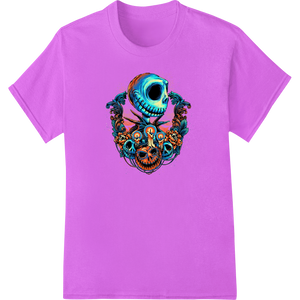 Innovative DTF printing experts design on Vibrant Turquoise Skull DTF Heat Transfer for Day of the Dead