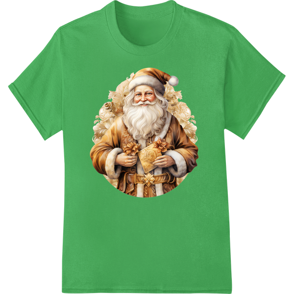 Magical Santa Claus Christmas Heat Transfer Design on green shirt - SUPERDTF-DTF Prints-DTF Transfers-Custom DTF Prints