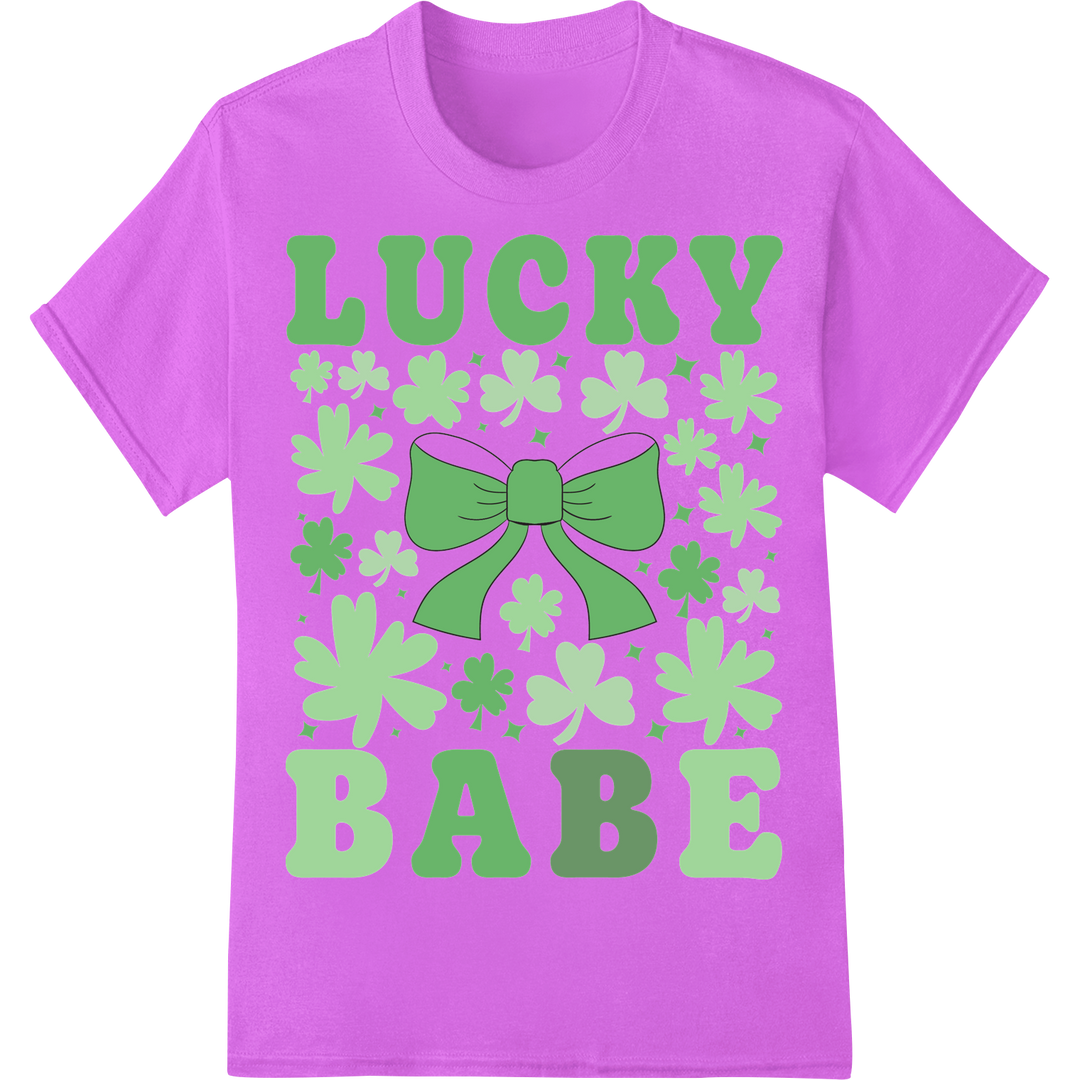 Lucky Babe Retro Shamrock DTF Print Heat Transfer on purple shirt - SUPERDTF-DTF Prints-DTF Transfers-Custom DTF Prints