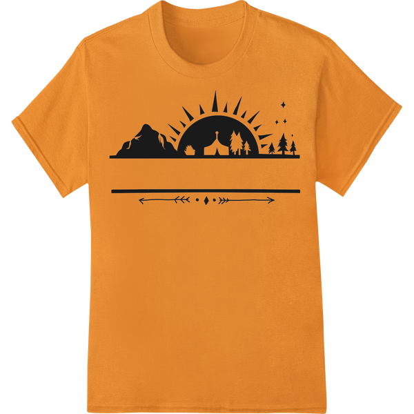 Outdoor Adventure: Stunning Camping Silhouette DTF Print on orange shirt - SUPERDTF-DTF Prints-DTF Transfers-Custom DTF Prints