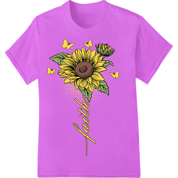 Sunflower Butterfly Faith DTF Print Heat Transfer on purple shirt - SUPERDTF-DTF Prints-DTF Transfers-Custom DTF Prints