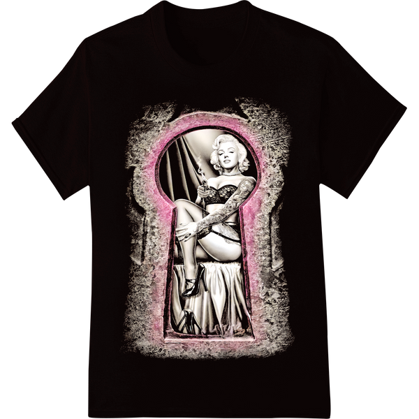 Unlock Elegance: Keyhole Watercolor Design in Blush Pink on black shirt - SUPERDTF-DTF Prints-DTF Transfers-Custom DTF Prints