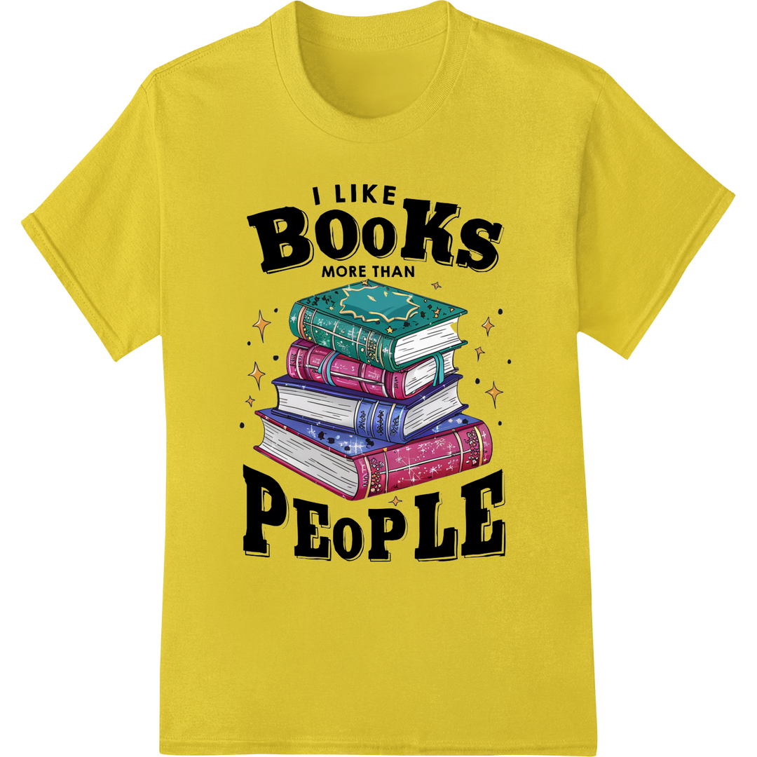 Bookworm's Delight: Bold DTF Print for Literary Lovers on yellow shirt - SUPERDTF-DTF Prints-DTF Transfers-Custom DTF Prints