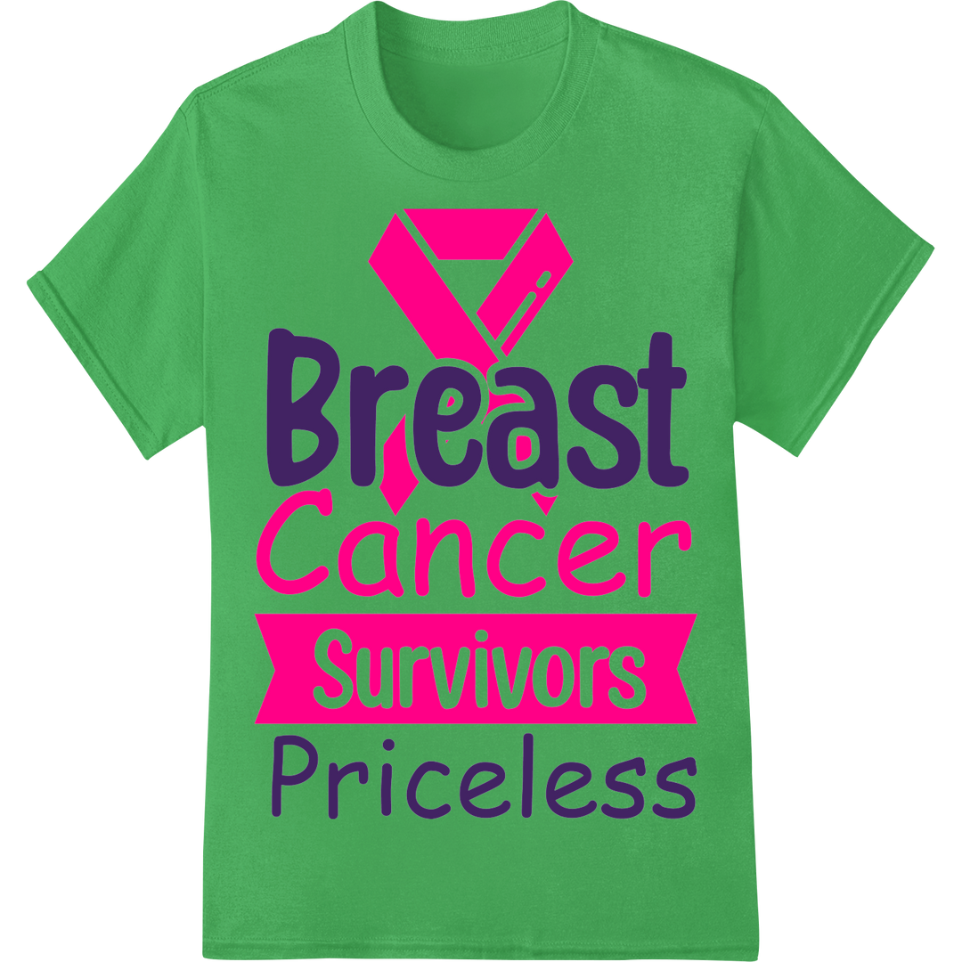 Stand with Survivors: Powerful Breast Cancer Awareness DTF Print on green shirt - SUPERDTF-DTF Prints-DTF Transfers-Custom DTF Prints