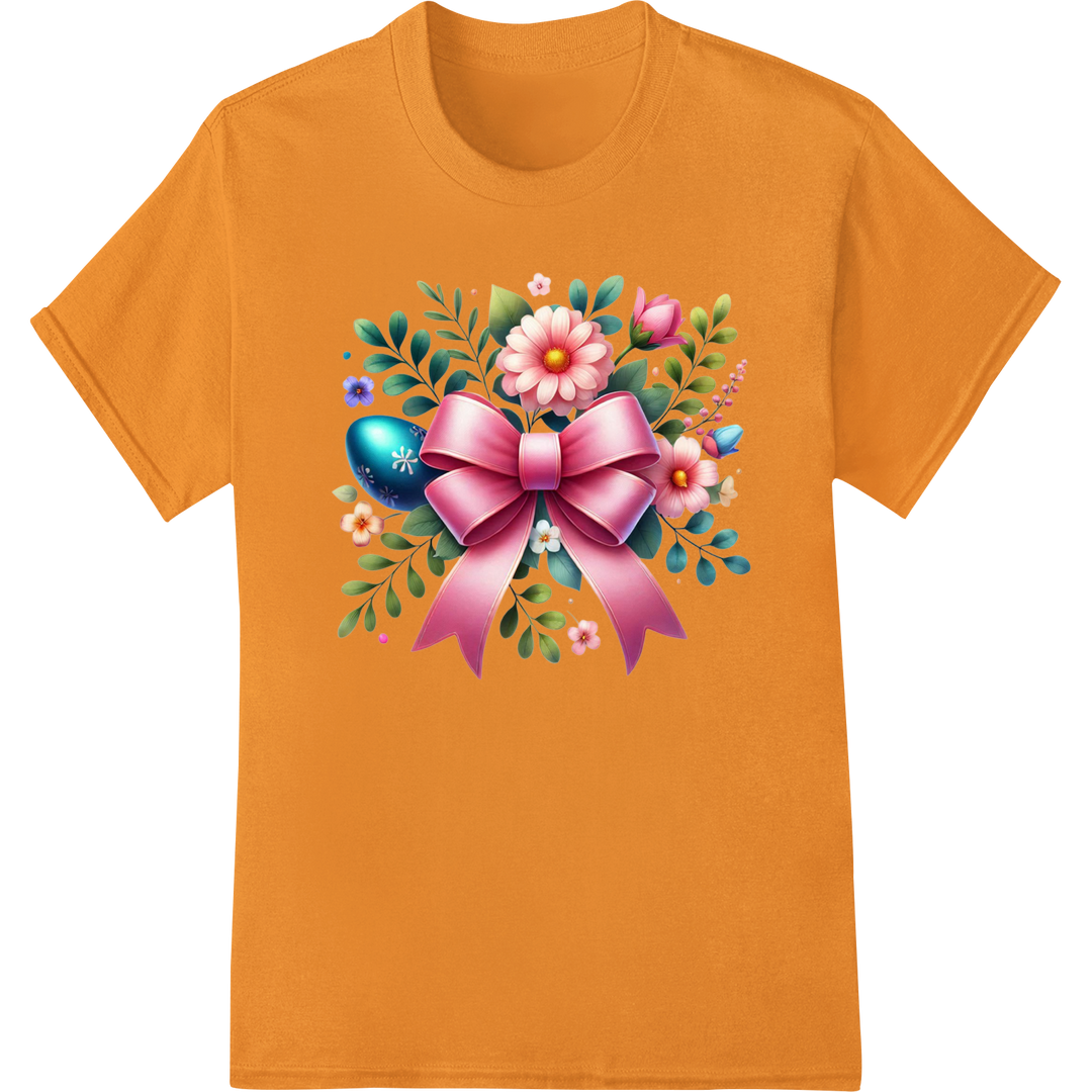 Elegant Easter Ribbon Floral DTF Print Heat Transfer on orange shirt - SUPERDTF-DTF Prints-DTF Transfers-Custom DTF Prints