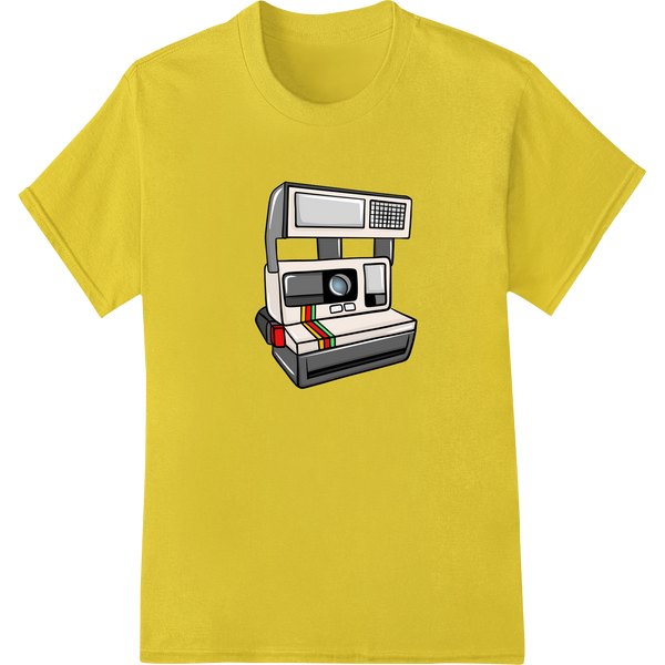 Retro Polaroid Camera Vintage Photography DTF Print Design on yellow shirt - SUPERDTF-DTF Prints-DTF Transfers-Custom DTF Prints