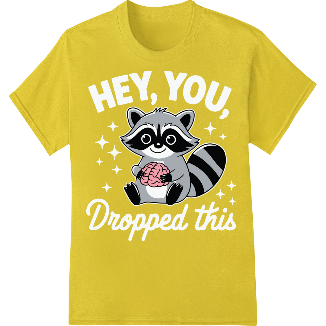 Clever Raccoon Cartoon Heat Transfer Print | Funny Animal DTF on yellow shirt - SUPERDTF-DTF Prints-DTF Transfers-Custom DTF Prints