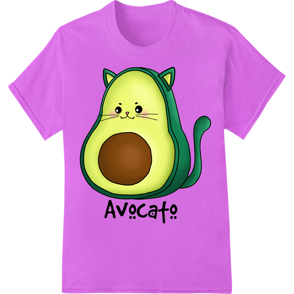 Adorable 'Avocato' Cat Avocado DTF Print Heat Transfer on purple shirt - SUPERDTF-DTF Prints-DTF Transfers-Custom DTF Prints