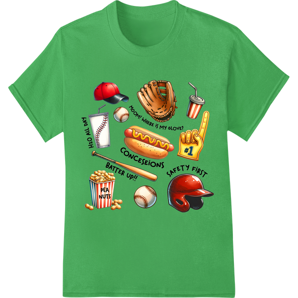 Hit a Home Run with This Vibrant Baseball DTF Print! on green shirt - SUPERDTF-DTF Prints-DTF Transfers-Custom DTF Prints