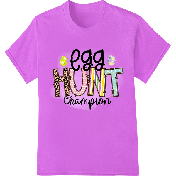 Egg Hunt Champion: Festive Easter DTF Print Heat Transfer on purple shirt - SUPERDTF-DTF Prints-DTF Transfers-Custom DTF Prints