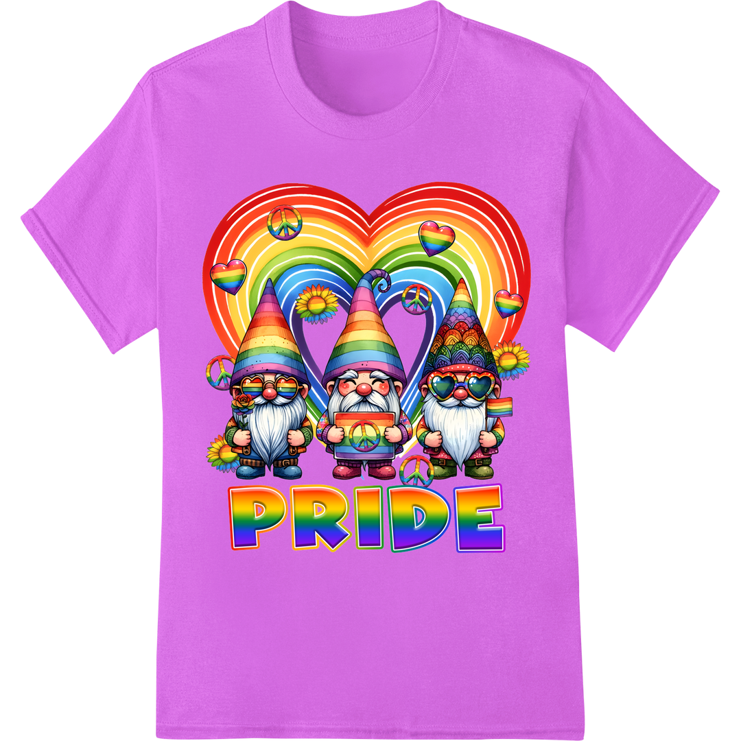 Celebrate Pride with Colorful LGBTQ Gnome DTF Print Transfers on purple shirt - SUPERDTF-DTF Prints-DTF Transfers-Custom DTF Prints